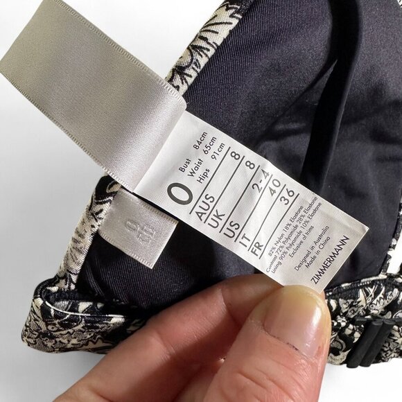 ZImmermann Women's Black Print Triangle Bikini Top US 2-4 C/D NWT - Picture 6 of 9